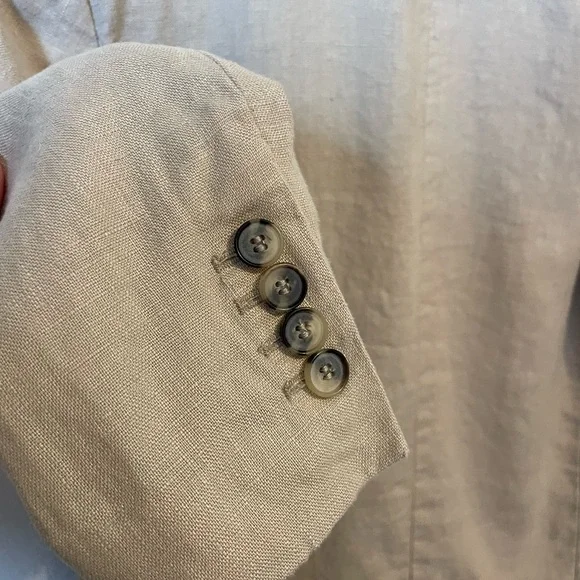 Zara Beige Linen Women's Blazer Small - Picture 7 of 9